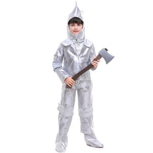 Shiny Silver Tin Man Kids Fancy Dress Costume - Kids UK Size 5-6 yrs