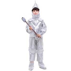 Shiny Silver Tin Man Kids Fancy Dress Costume - Kids UK Size 4-5 yrs