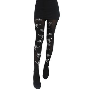 Adult Halloween Tights -  Skeleton and Spider Print