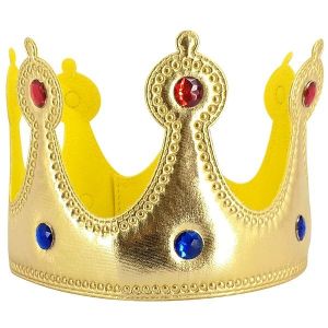 Soft Gold Royal King Queen Crown With Jewels
