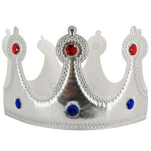 Soft Silver Royal King Queen Crown With Jewels