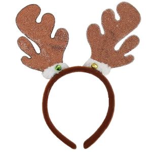 Sparkly Glitter Dark Brown Reindeer Antlers Headband 