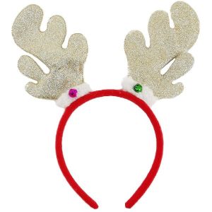 Sparkly Glitter Light Brown Reindeer Antlers Headband 