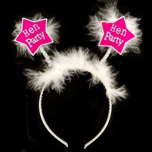 Pink Star ‘Hen Party’ Headband With White Fur
