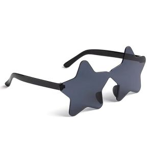 Star Shaped Transparent Candy Coloured Party Glasses - Black