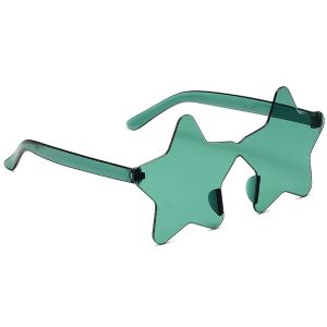 Star Shaped Transparent Candy Coloured Party Glasses - Green