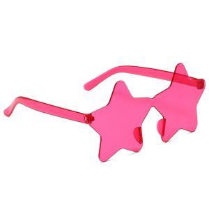 Star Shaped Transparent Candy Coloured Party Glasses - Hot Pink