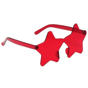 Star Shaped Transparent Candy Coloured Party Glasses - Red