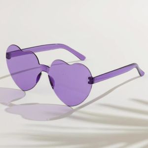 Heart Shaped Transparent Candy Coloured Party Glasses - Purple