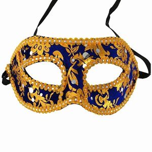 Venetian Embroided Blue with Gold Detail Masquerade Mask
