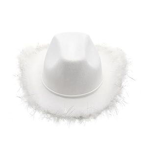 Western Style Cowboy & Cowgirl Hats - White Feather Trim