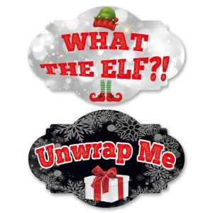‘Unwrap Me’ & ‘What The Elf’ Double-Sided Xmas Photo Booth Word Board Signs