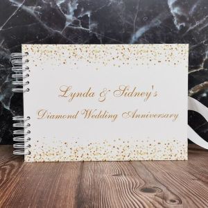 CUSTOM White & Gold Glitter Ombre Guestbook with Different Page Style Options-No. 205