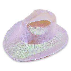 White Metallic Opal Holographic Cowboy Hat