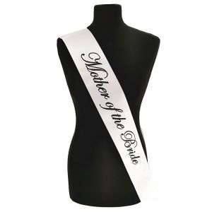 White With Black Writing ‘Mother Of The Bride’ Sash