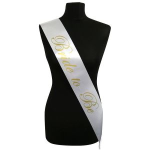 White With Gold Writing ‘Bride To Be’ Sash