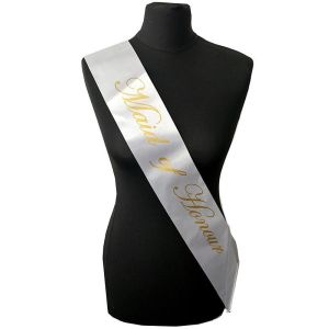 White With Gold Writing ‘Maid Of Honour’ Sash