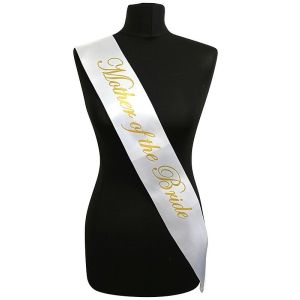 White With Gold Writing ‘Mother Of The Bride’ Sash