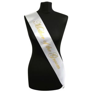 White With Gold Writing ‘Mother Of The Groom’ Sash