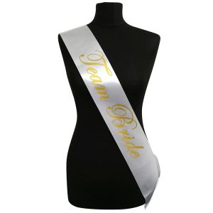 White With Gold Writing ‘Team Bride’ Sash