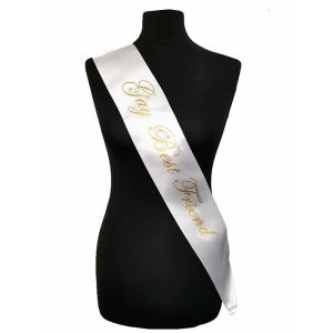 White With Gold Writing ‘Gay Best Friend’ Sash
