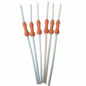 Colourful Nude Willy Straw (6 Pack)
