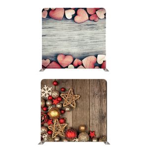 8ft*7.5ft Wooden Love Hearts And Xmas Dark Wood Backdrop, With or Without Tension Frame 