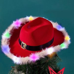 Western Style Cowboy & Cowgirl Hats - LED Light-Up Christmas Hat