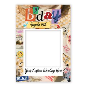 CUSTOM Yellow Smile Face Clipart Style Fully Printed Posing Frame – No. 078