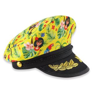 Captain Party Hats for Hen, Stag & Festival Fun - Yellow Hawaiian Tropical Vibes