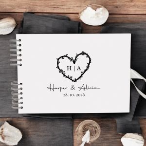 CUSTOM Couple Initial Wedding Guest Book with Different Page Options - No. 244